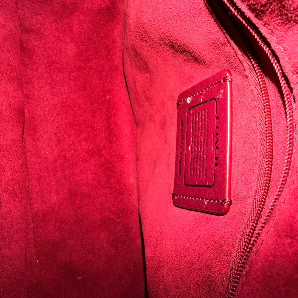Coach Satchel in Brown and Burgundy with Snakeskin Accents - Picture 4 of 12